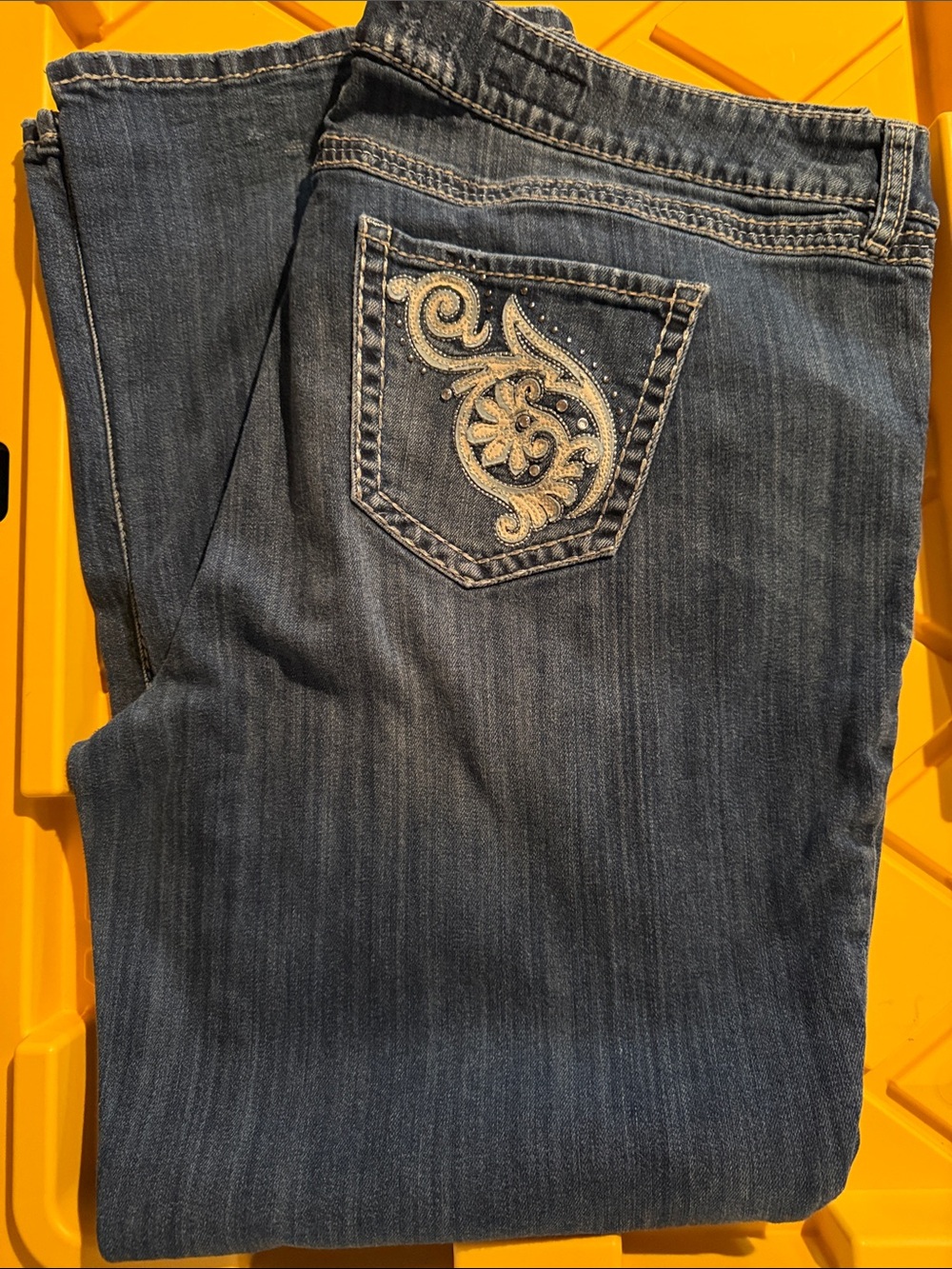 torrid Dark Blue Bootcut Jeans with Embroidered Pocket